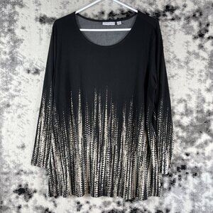 Susan Graver Blouse Womens Size 1X Long‎ Sleeve Stretch Polyester Comfort Casual